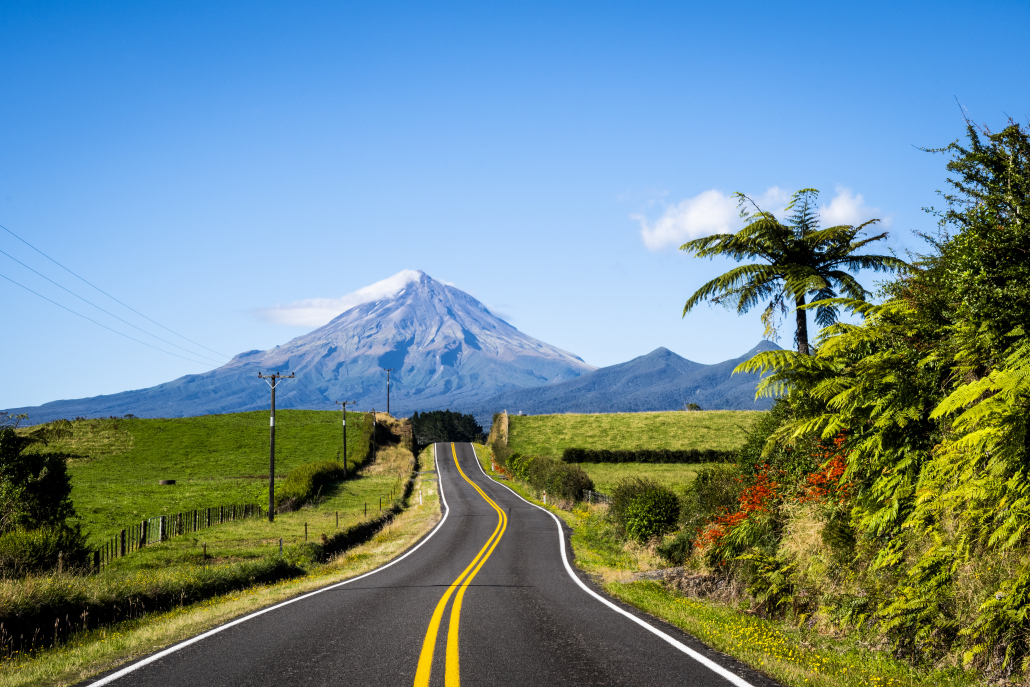 Scenic view of mount Taranaki in New Zealand